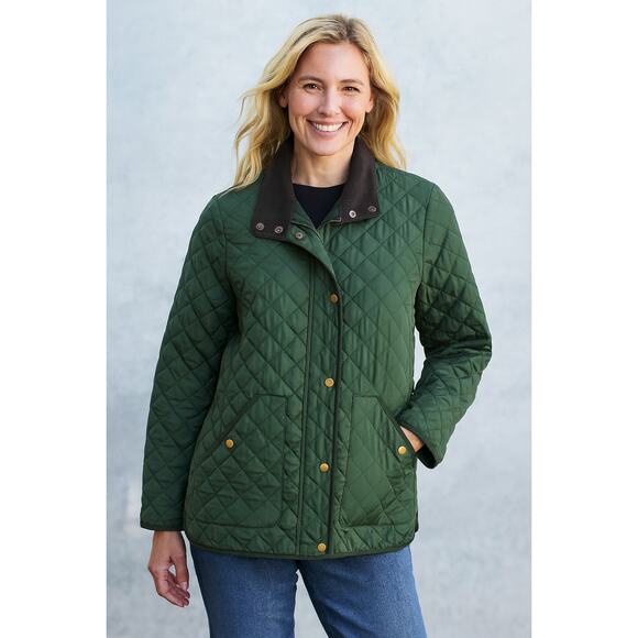 Lands' End Jackets & Blazers - Lands’ End Green Quilted Jacket Women’s M Primaloft Lined Barn Coat